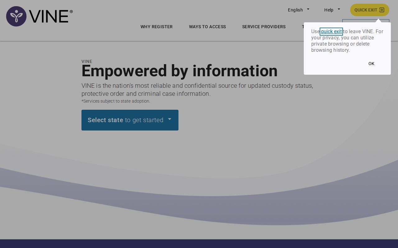 VINELink Tennessee custody search and alert interface for Scott County arrests